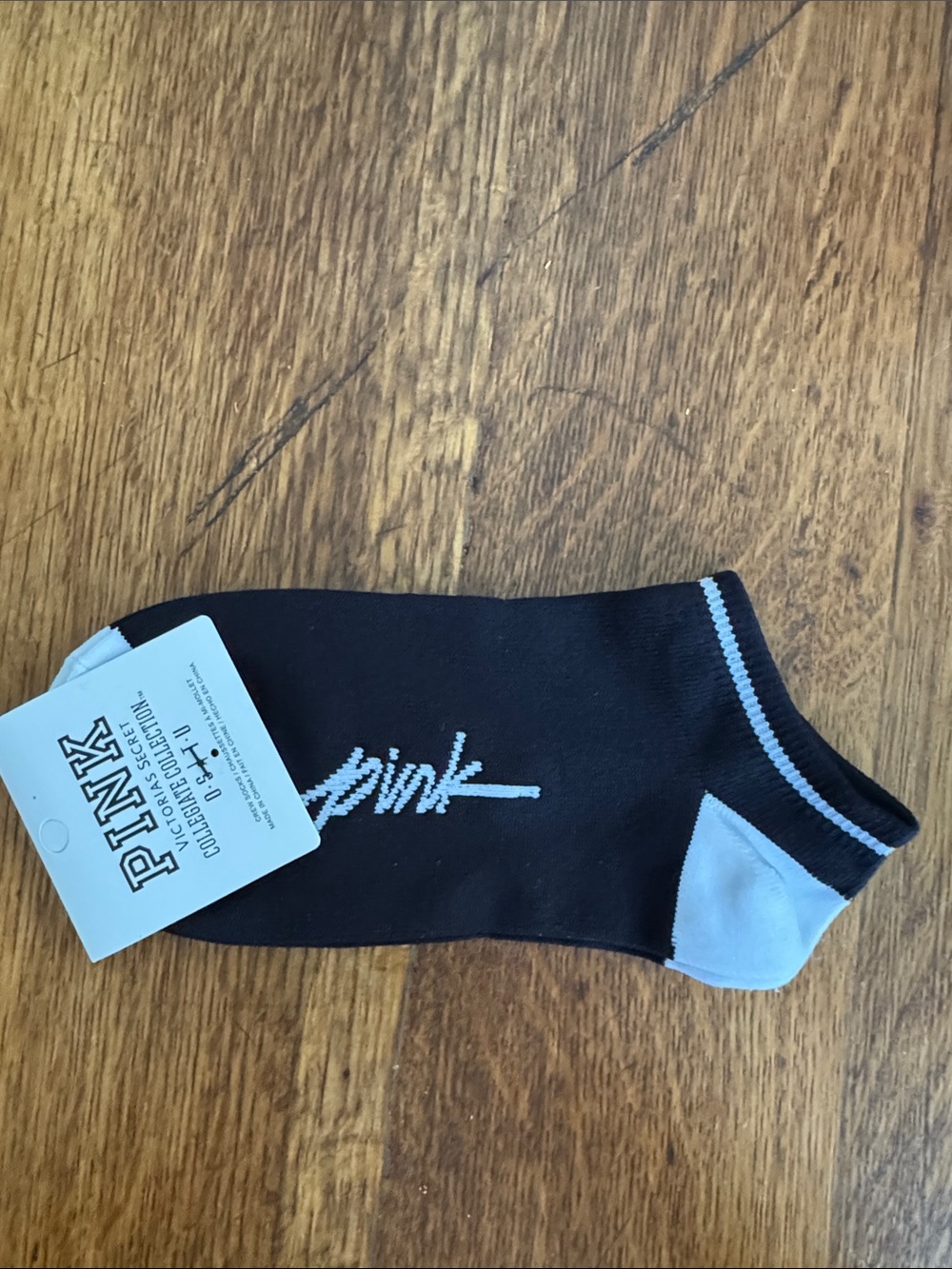 PINK Victoria's Secret‎ Black Ankle Socks with White Accents